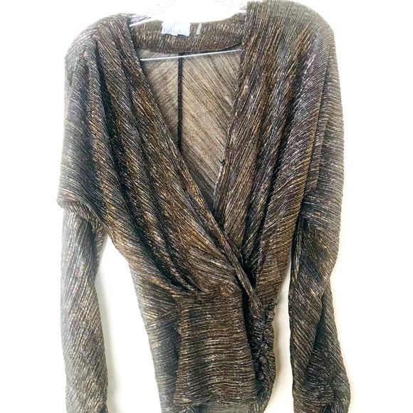 Kinly Metallic Faux Wrap Top - Picture 3 of 7